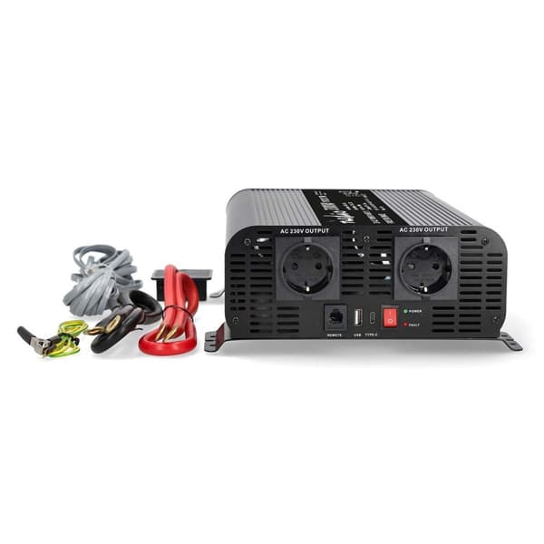 Nedis Invertteri Puhdas Siniaalto | Tulojännite: 12 V DC | Laitteen lähtövirran liittimet: Type F (CEE 7/3) / USB-A / USB-C™ | 230 V AC 50 Hz | 2000 W
