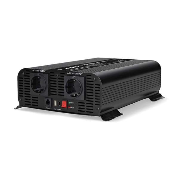 Nedis Invertteri Puhdas Siniaalto | Tulojännite: 24 V DC | Laitteen lähtövirran liittimet: Type F (CEE 7/3) / USB-A / USB-C™ | 230 V AC 50 Hz | 2000 W