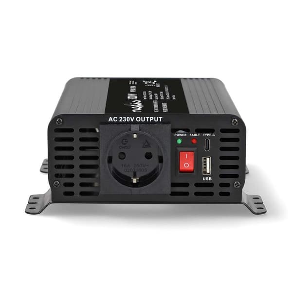 Nedis Power Inverter Pure Sine Wave | Inngangsspenning: 12 V DC | Enhetens strømuttak: Type F (CEE 7/3) / USB-A / USB-C™ | 230 V AC 50 Hz | 300 W | To