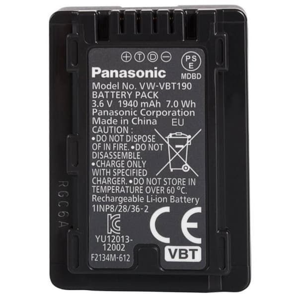 Kamerabatteri Panasonic VW-VBT190E-K 3.6 V 1940 mAh VW-VBT190E-K