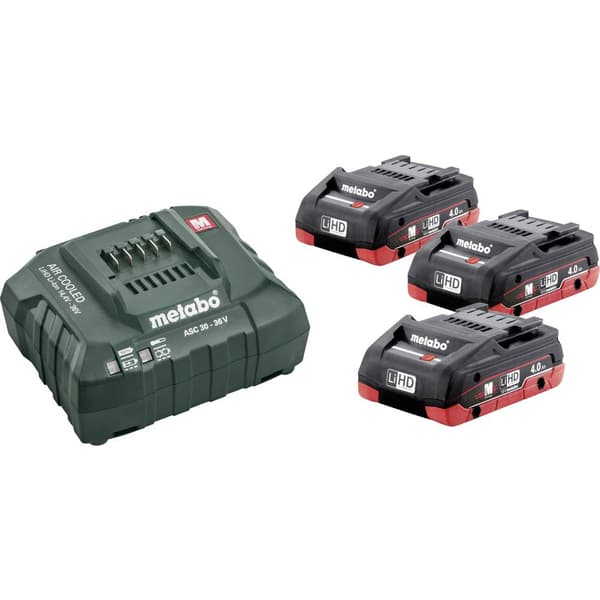 Metabo Basic-Set 3 x LiHD 4.0 Ah 685132000 Verktygsbatteri och laddare 18 V 4.0 Ah LiHD