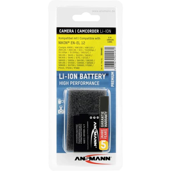 Ansmann EN-EL12 Kamerabatteri Ersättning originalbatteri EN-EL12 3.7 V 1050 mAh