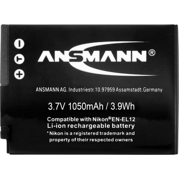 Ansmann EN-EL12 Kamerabatteri Ersättning originalbatteri EN-EL12 3.7 V 1050 mAh