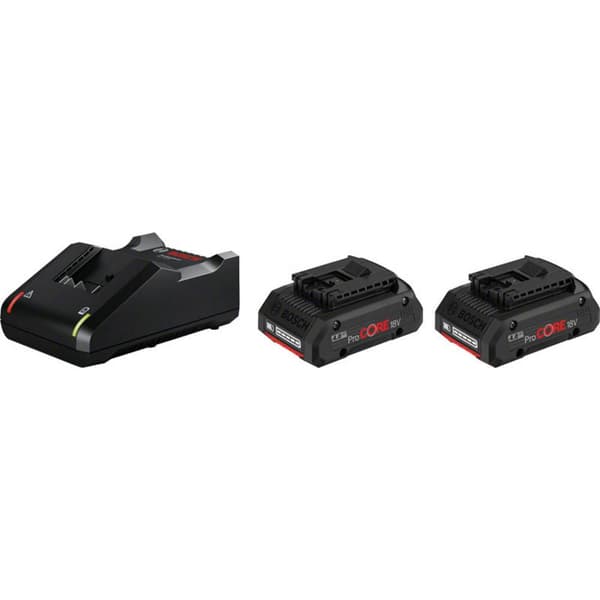 Bosch Professional 2x ProCORE18V 4.0Ah + GAL 18V-40 Professional 1600A01BA3 Verktygsbatteri och laddare 18 V 4 Ah Li-Io