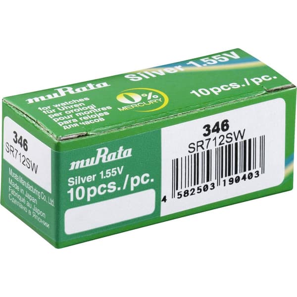 Murata Knappcell 346 1.55 V 10 st 9.5 mAh Silveroxid SR712SW-PBWW