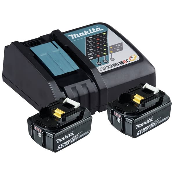 Makita BL1850B + DC18RC 197570-9 Verktygsbatteri och laddare 18 V 5 Ah Li-Ion