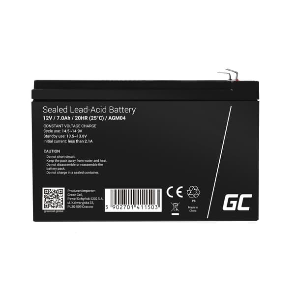 Green Cell AGM Batteri 12V 7Ah