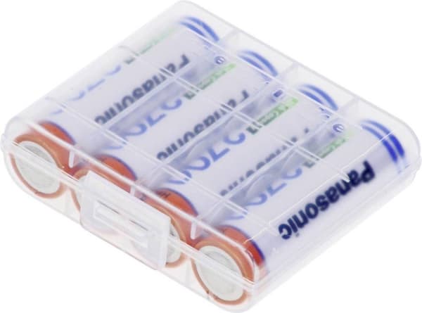 Panasonic HR-3U + Akkubox Genopladeligt AA-batteri (penlite) NiMH 2700 mAh 1,2 V 4 stk.