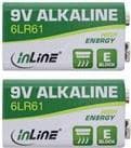 InLine - Batteri 2 x 6LR61 - Alkaline - 500 mAh (01299)