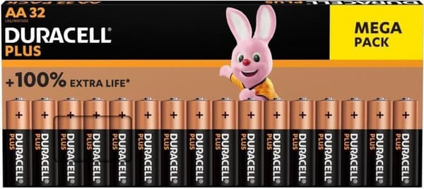 Duracell Battery Plus AA, 32-pak (00216913)