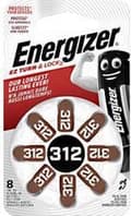 Miniatyrbillede 1 af 3: ZA312 Knapcelle Zinkluft 1,4 V 160 mAh Energizer Høreapparat PR41 8 stk.