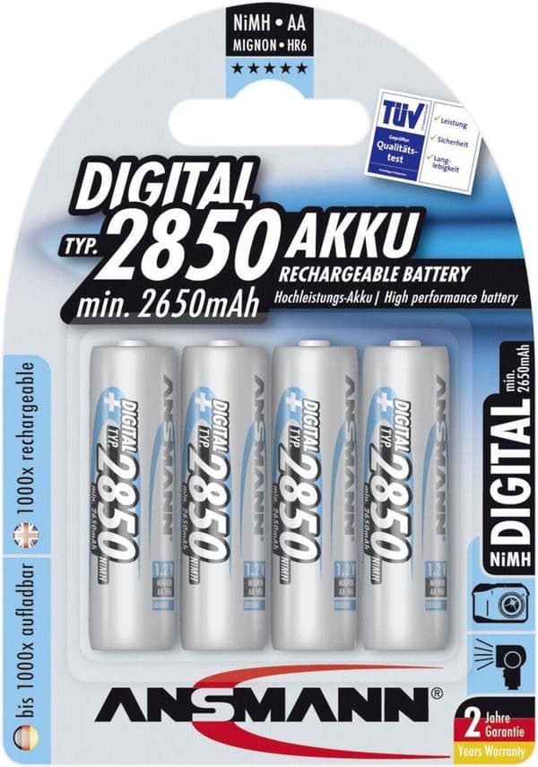 Ansmann AA 2850 mAh genopladelige batterier
