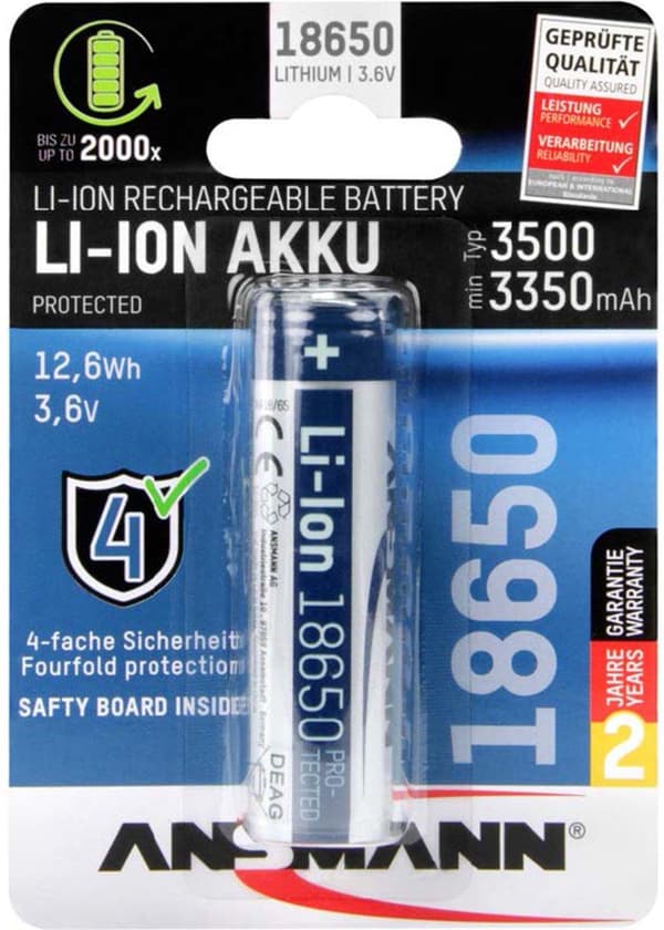 Ansmann 3150018655 genopladeligt batteri Li-Ion 3,6V 3500mAh