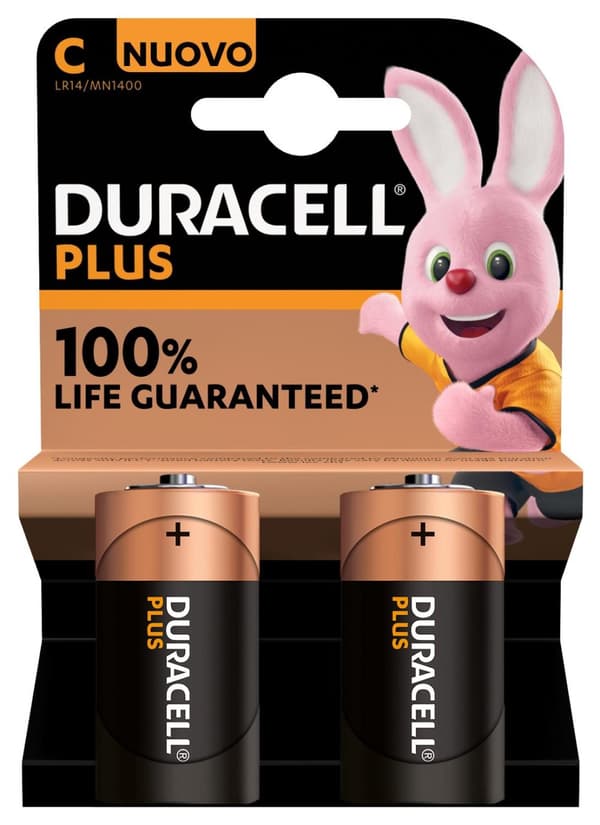 Duracell Plus Alkaline C batterier - 2 stk