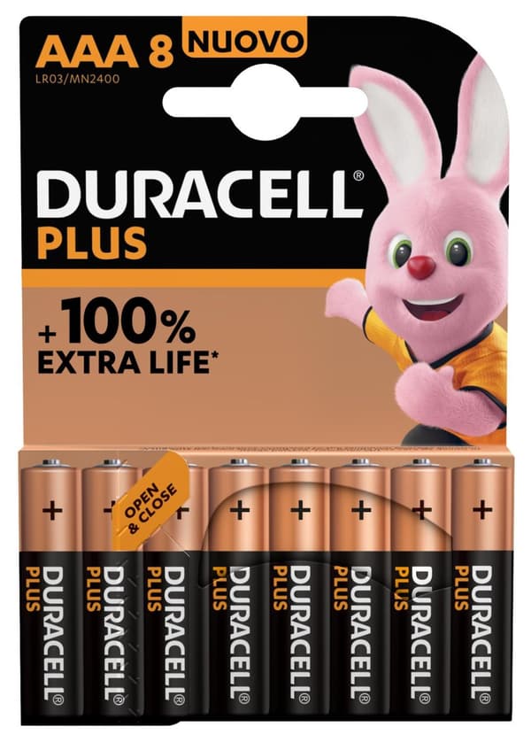 Duracell Alkaline Plus AAA batterier - 8 stk