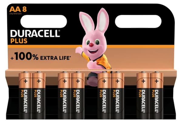 Duracell Alkaline Plus AA Batterier - 8 stk