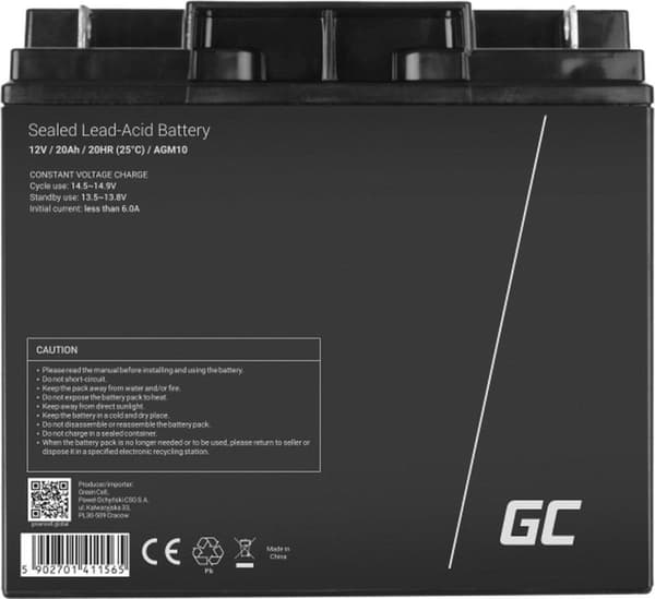 Green Cell AGM10 industrielt genopladeligt batteri Forseglet blysyre (VRLA) 20000 mAh 12 V