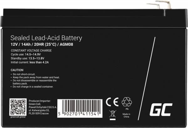 Green Cell AGM08 industrielt genopladeligt batteri Forseglet blysyre (VRLA) 14000 mAh 12 V