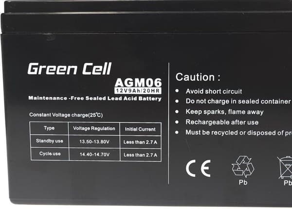Green Cell AGM06 UPS-batteri Forseglet blysyre (VRLA) 12 V 9 Ah