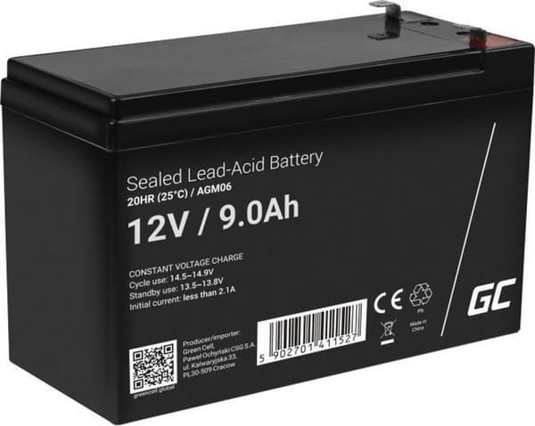 Green Cell AGM06 UPS-batteri Forseglet blysyre (VRLA) 12 V 9 Ah