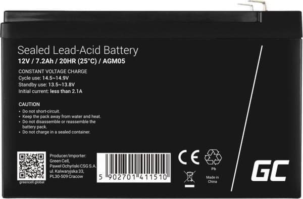 Green Cell AGM05 UPS batteri forseglet blysyre (VRLA) 12 V 7,2 Ah