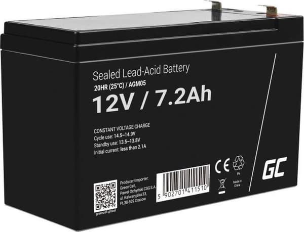 Green Cell AGM05 UPS batteri forseglet blysyre (VRLA) 12 V 7,2 Ah