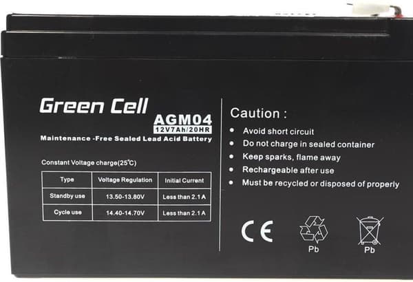 Green Cell AGM04 UPS batteri Forseglet blysyre (VRLA) 12 V 7 Ah