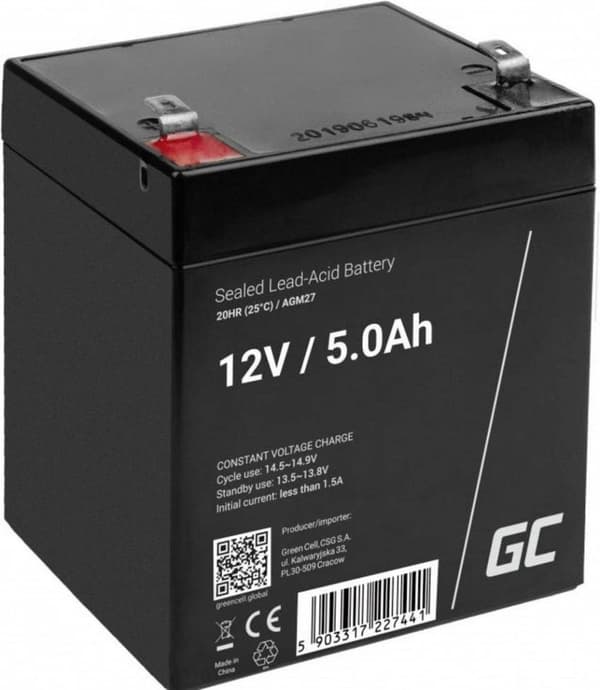 Green Cell AGM27 UPS-batteri Forseglet blysyre (VRLA) 12 V 5 Ah