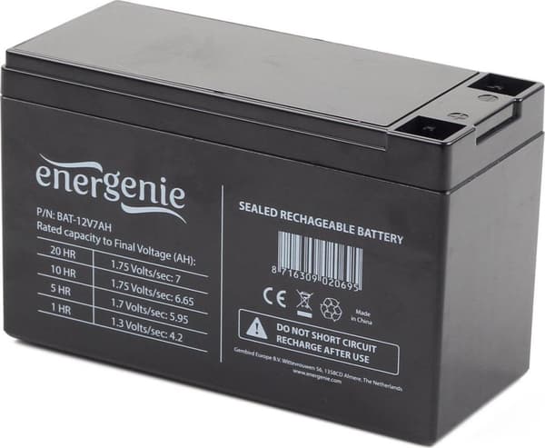 Gembird BAT-12V7AH Gel batteri, universal 12V/7AH