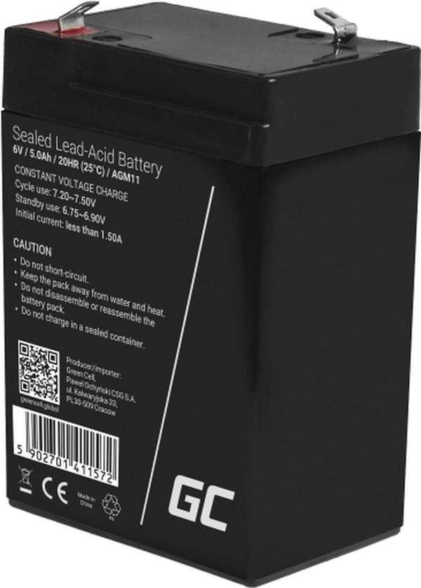 Green Cell AGM11 UPS-batteri Förseglat blysyra (VRLA) 6 V 5 Ah