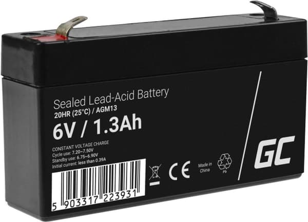 Green Cell AGM13 UPS batteri Forseglet blysyre (VRLA) 6 V 1,3 Ah