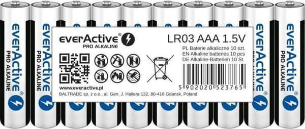 Alkaline batterier everActive Pro Alkaline LR03 AAA - krympepakke - 10 stk.