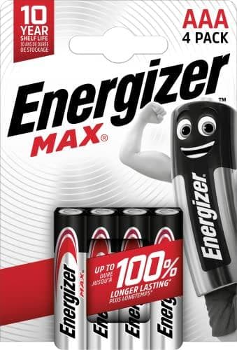 ENERGIZER ALKALISKA BATTERIER MAX AAA LR03, 4 DELAR, EKO-FÖRPACKNING
