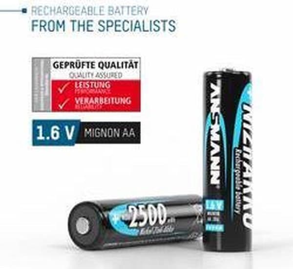 1x4 Ansmann NiZn batteri Mignon AA 2500 mAh
