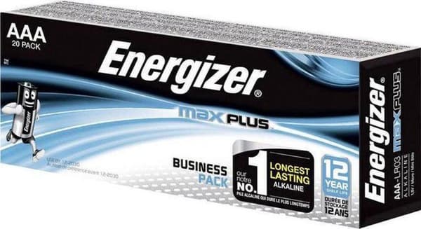 Energizer Max Plus AAA-batteri, 1,5 V (pakke med 20)