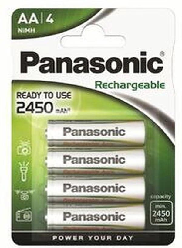 1x4 Panasonic batteri NiMH Mignon AA 2450 mAh uppladdningsbar Evolta