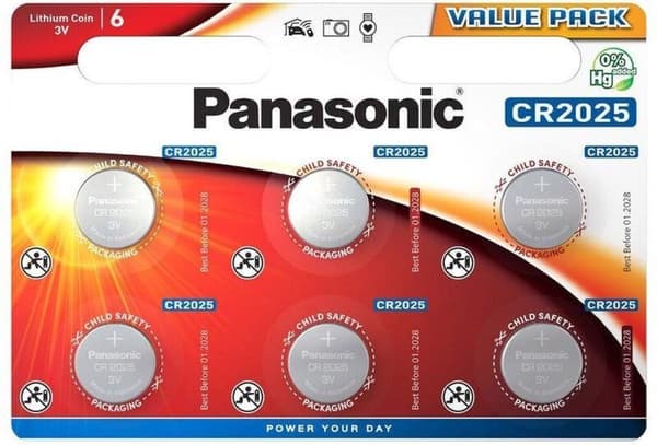 Tecxus CR2025 P 6-BL Panasonic Engangsbatteri Lithium 3 V