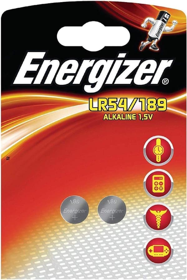 2 stk. (1 blister a 2 stk.) Energizer G10 / LR54 / 189 / AG10 1,5V alkalisk knapcellebatteri