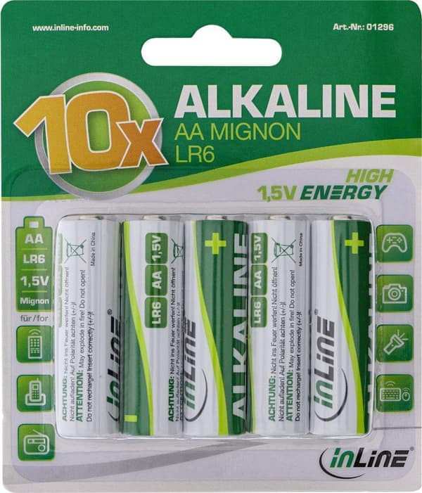 InLine - Batteri 10 x AA / LR06 - alkalisk (01296)