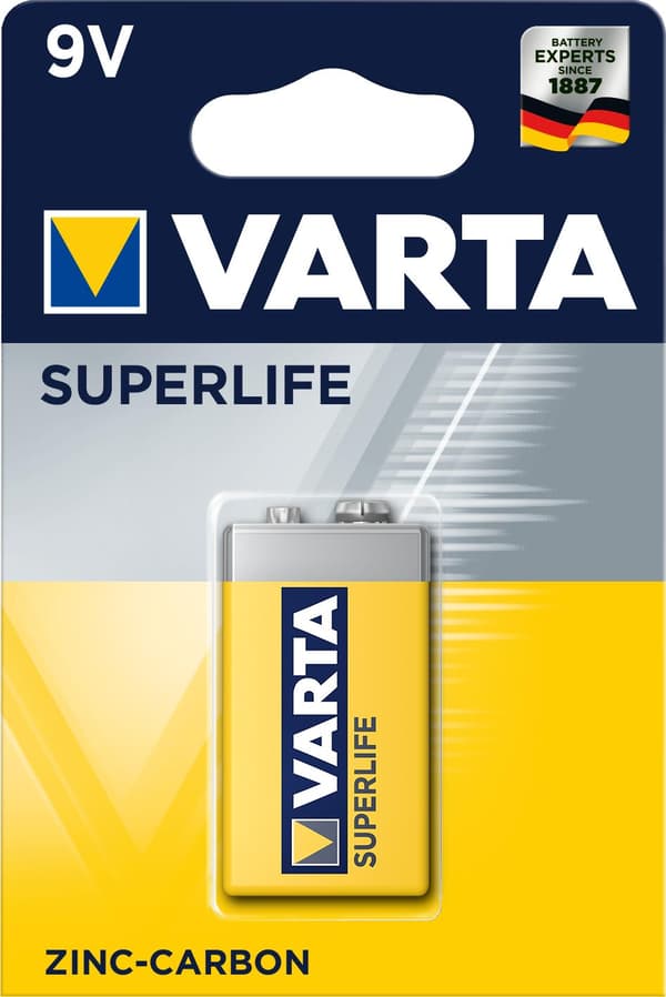 Varta Superlife 2022 - Batteri 6LR61 kulstofzink (02022 101 411)