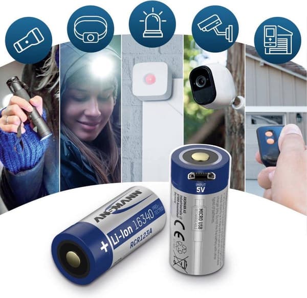 Ansmann 16340, Micro-USB Special genopladeligt batteri 16340 Li-ion 3,6 V 850 mAh