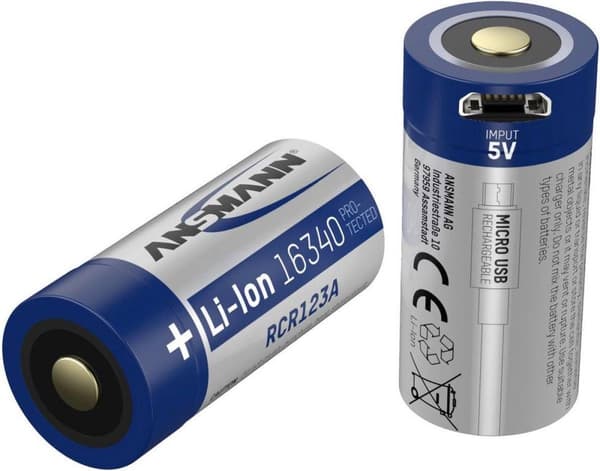 Ansmann 16340, Micro-USB Special genopladeligt batteri 16340 Li-ion 3,6 V 850 mAh