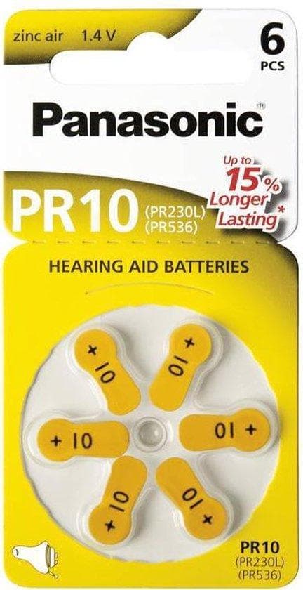 Panasonic PR 312 høreapparatceller Zinc Air 6 hjul (PR-312/6LB)