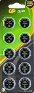 Miniatyrbillede 1 af 11: CR2032 Knapcelle Lithium 3 V GP batterier GPCR2032-2CPU10 10 stk.