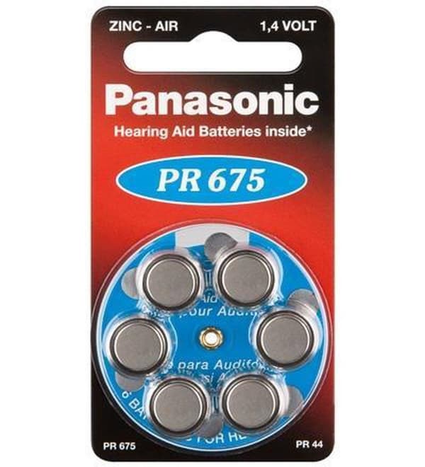 Panasonicin akku sinkki-ilmakuulolaite 675 1,4 V läpipainopakkaus 6 pakkaus Pr-675/6lb