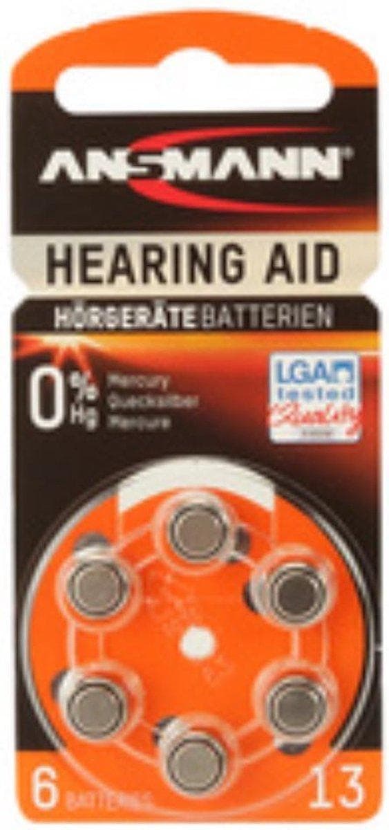 Ansmann-6er Blister AZA 13 (PR48) - Sinkki-Air Hörgerät Battery