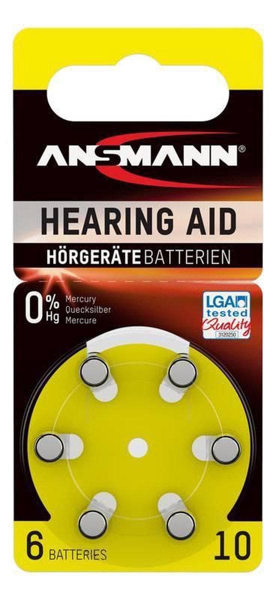 Ansmann-6er Blister AZA 13 (PR48)-Zink-Air Hörgerätbatteri