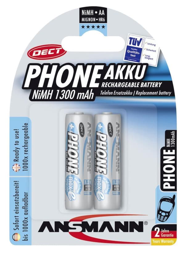 Ansmann - 2er 1300mAh - Mignon batteri til Dect-Schnurlostelefo