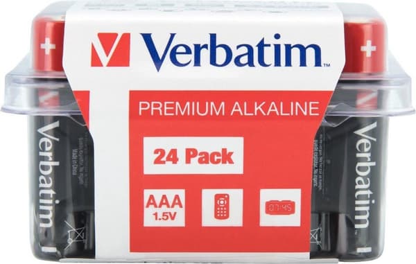 1x24 Verbatim Alkaline Batteri Micro AAA Lr 03 Pvc Box 49504