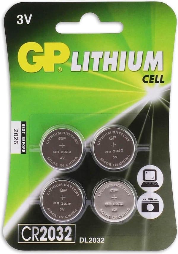 GP Lithium CR2032 knapcellebatterier - 4 stk